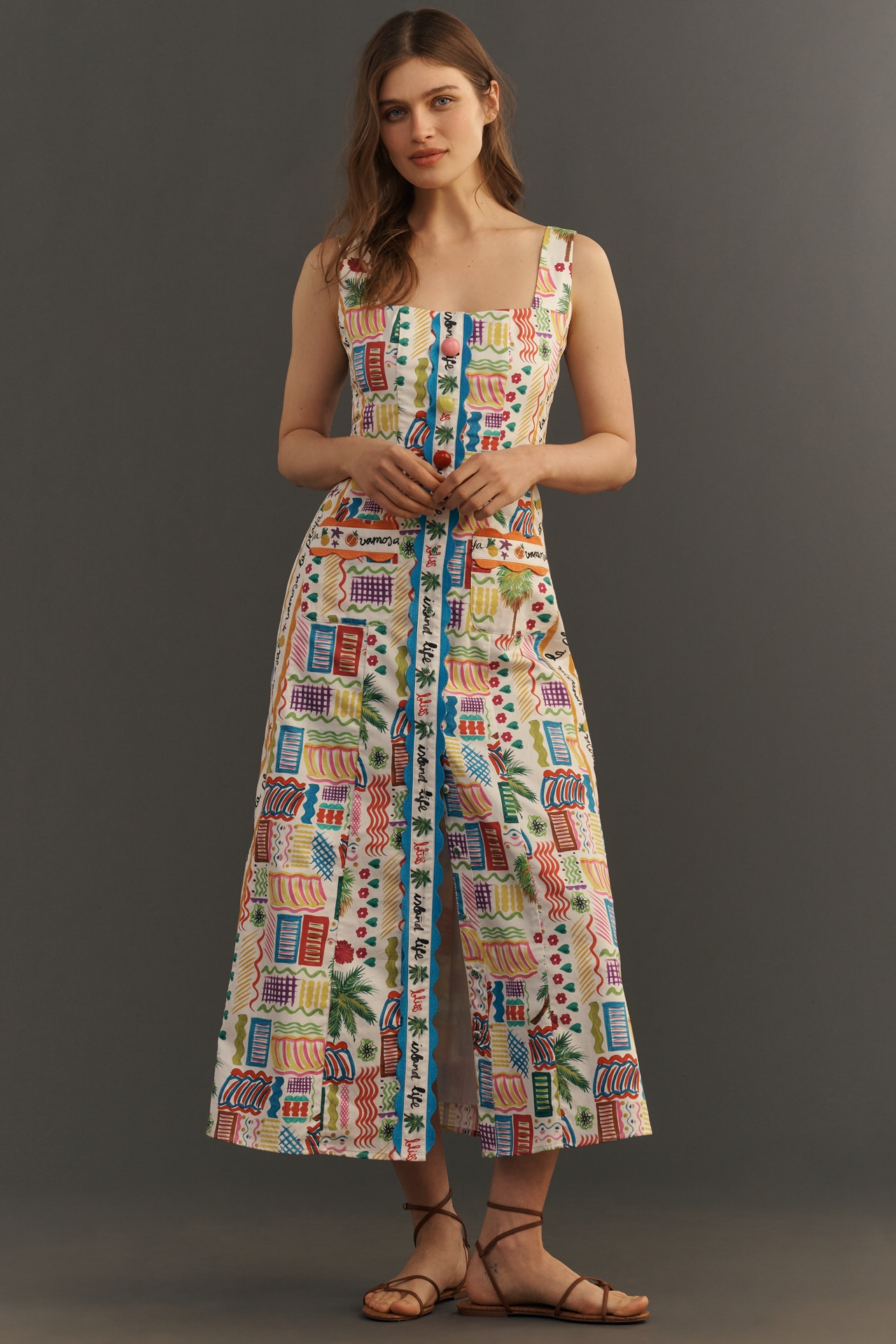 CeliaB Bunya Sleeveless Square-Neck Maxi Dress