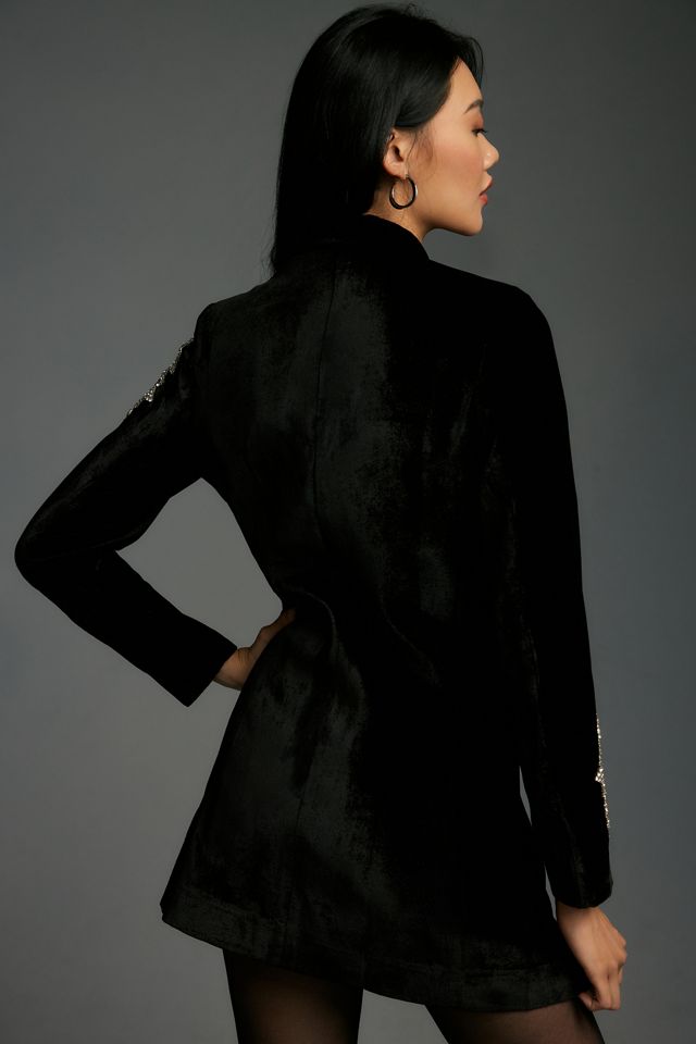 Pinnacle by Shruti Sancheti Velvet Embellished Mini Blazer Dress #1