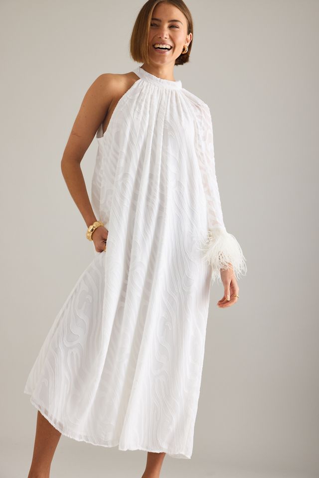 By Anthropologie Halter Feather-Cuff Maxi Dress #2