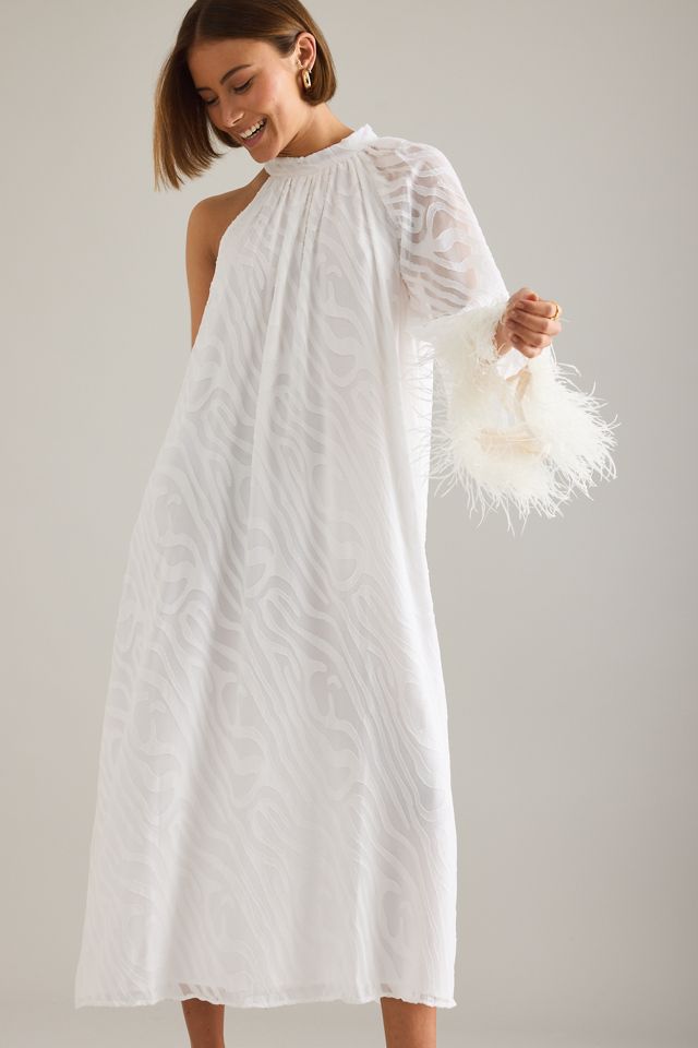 By Anthropologie Halter Feather-Cuff Maxi Dress #4