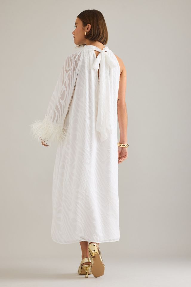 By Anthropologie Halter Feather-Cuff Maxi Dress #1