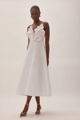By Anthropologie Rosie 3D Flower Midi Dress 