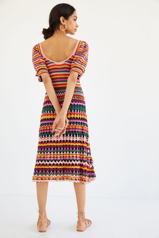 Farm Rio Paloma Crochet Midi Dress #2