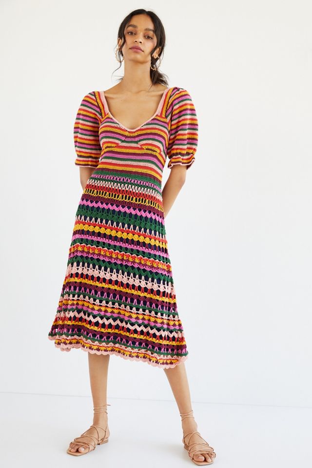 Farm Rio Paloma Crochet Midi Dress #3