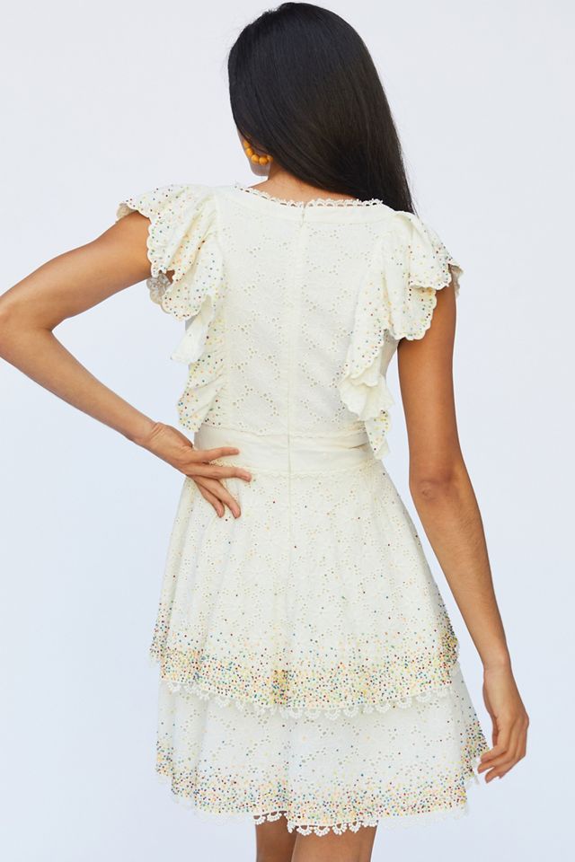Farm Rio Beaded Eyelet Mini Dress