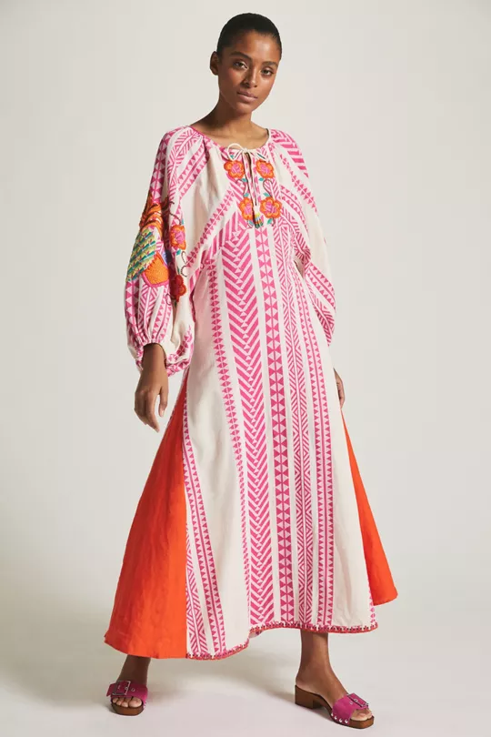 knee length dresses for ladies Farm Rio Patchwork Tapestry Ankle Maxi Dress – Runway Catalog main image 0