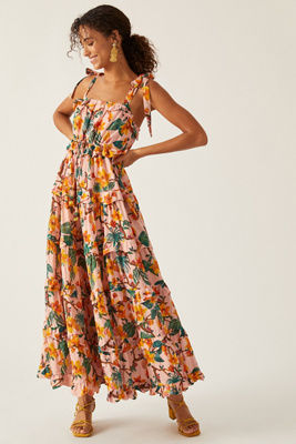 farm rio short-sleeve crew-neck tiered a-line maxi dress FARM Rio Floral Maxi Dress main image 1