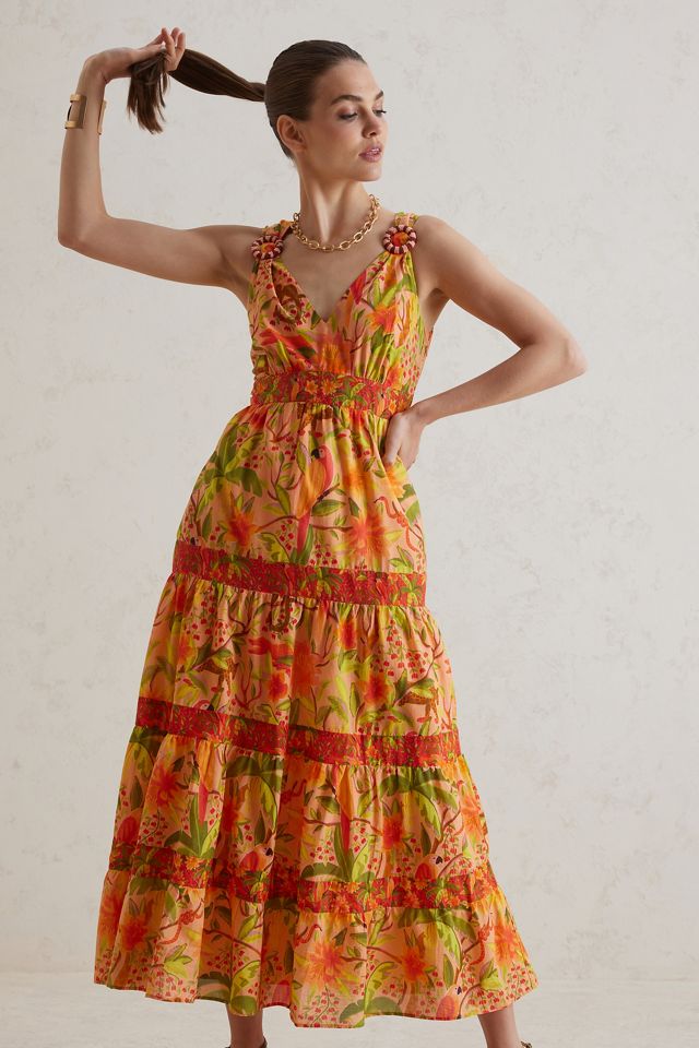 chinese dress ladies Off-White Tropical Lightness Sleeveless Maxi Dress – FARM Rio main image 1
