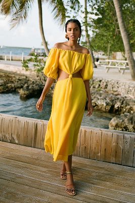 Farm Rio Puff-Sleeve Knotted Maxi Dress | Anthropologie