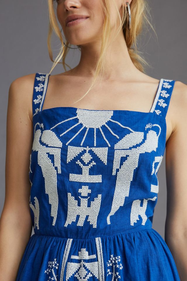 Farm Rio Square-Neck Embroidered Midi Dress #2