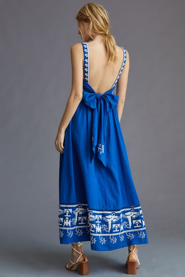 Farm Rio Square-Neck Embroidered Midi Dress #3
