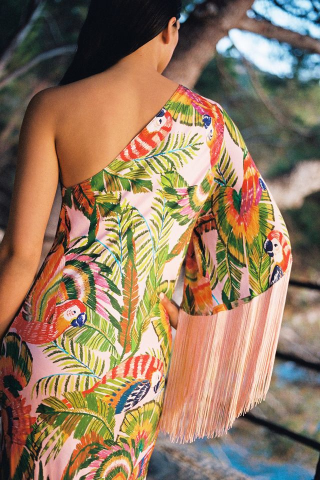 farm rio x anthropologie one-shoulder printed midi dress Farm Rio x Anthropologie Printed One-Shoulder Dress