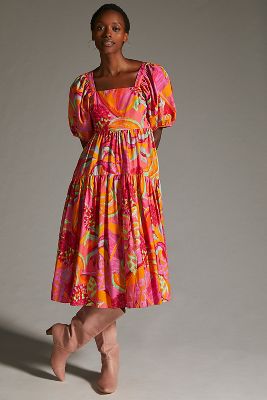 knee length dresses for ladies Black Floral Faith Midi Dress main image 1