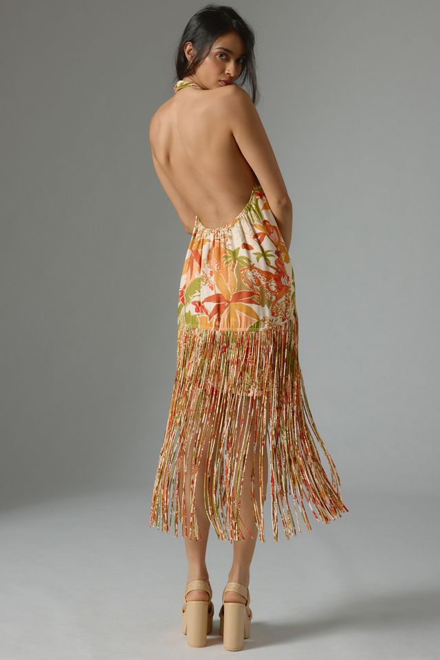Farm Rio Fringed Halter Dress #3