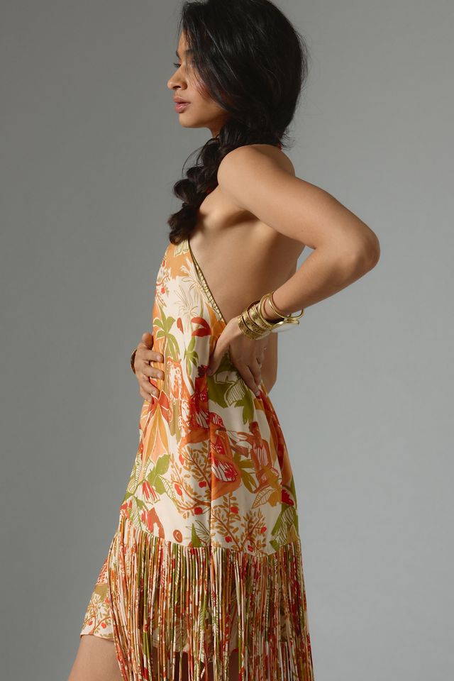 Farm Rio Fringed Halter Dress #4