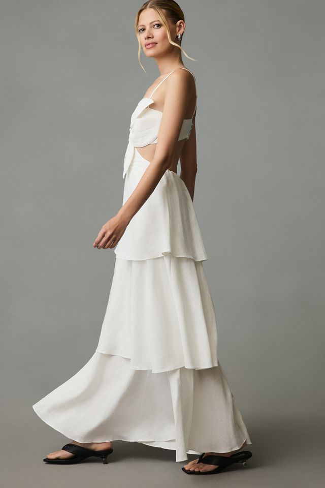 farm rio x anthropologie eyelet tiered ruffle midi dress Farm Rio X Anthropologie Eyelet Tiered Ruffle Midi Dress