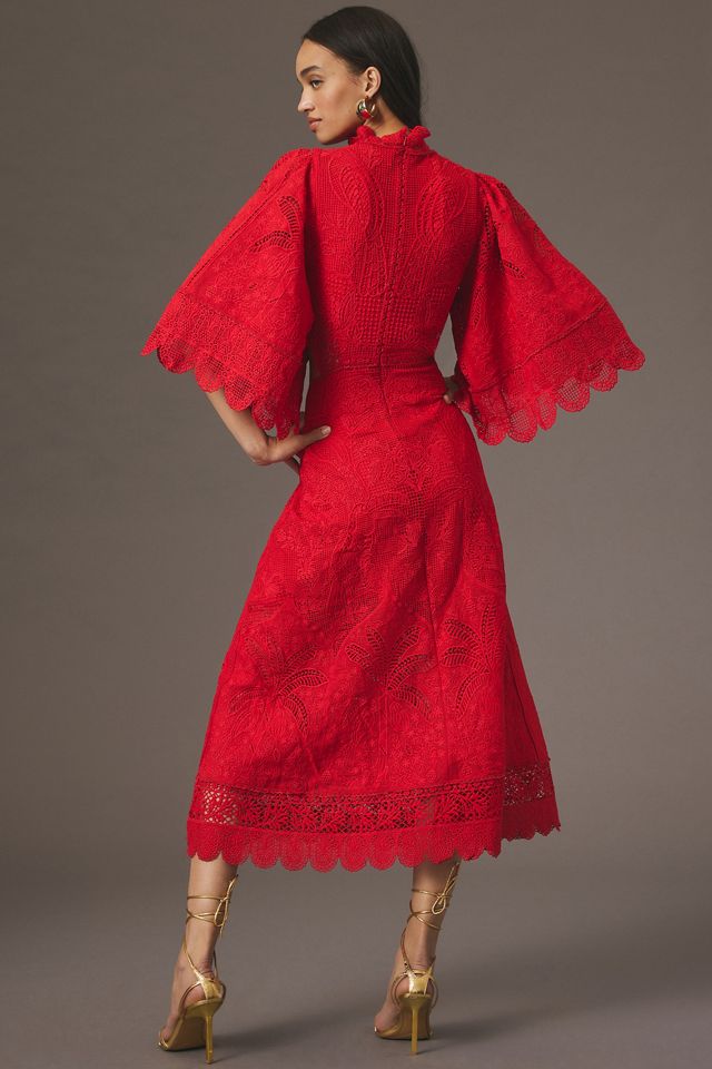 Robe midi en dentelle à découpe et col montant Farm Rio #2
