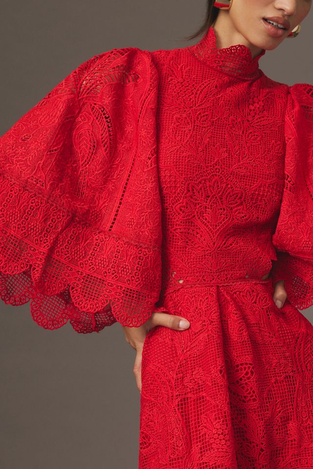 Robe midi en dentelle à découpe et col montant Farm Rio #3
