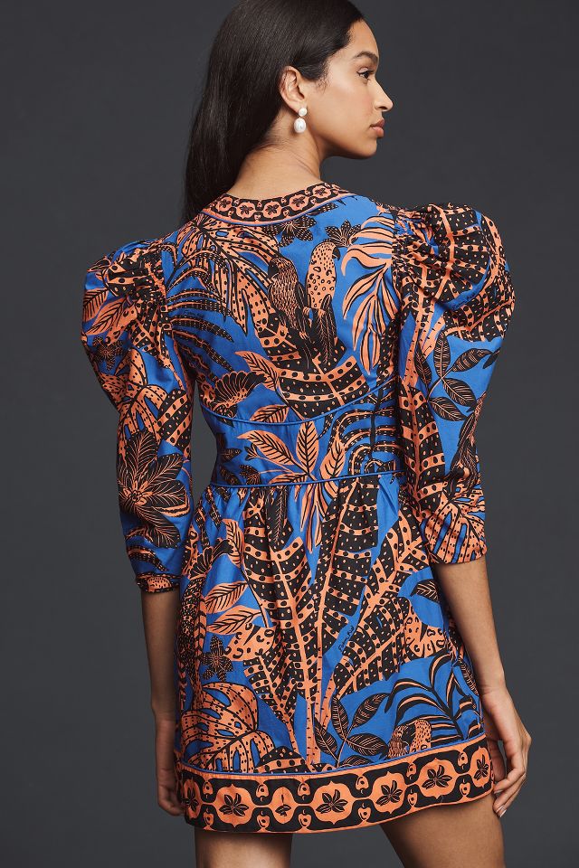 By Anthropologie Printed Puff-Sleeve Dress