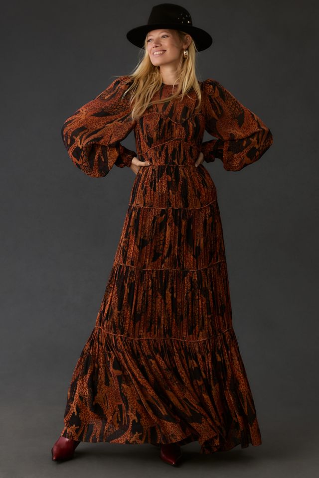 Farm Rio Sheer Printed Tiered Maxi Dress #4