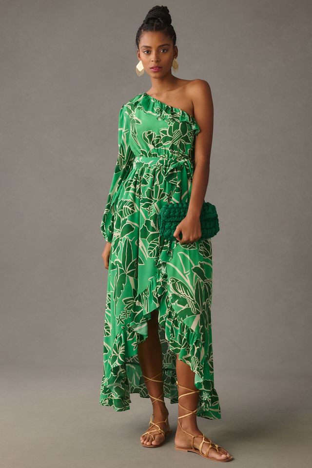 Farm Rio x Anthropologie Printed One-Shoulder Ruffle Dress