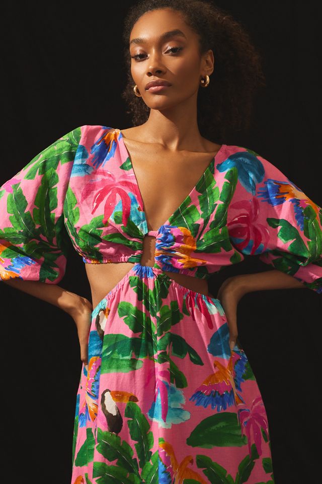 Farm Rio x Anthropologie Printed V-Neck Cutout Dress #1
