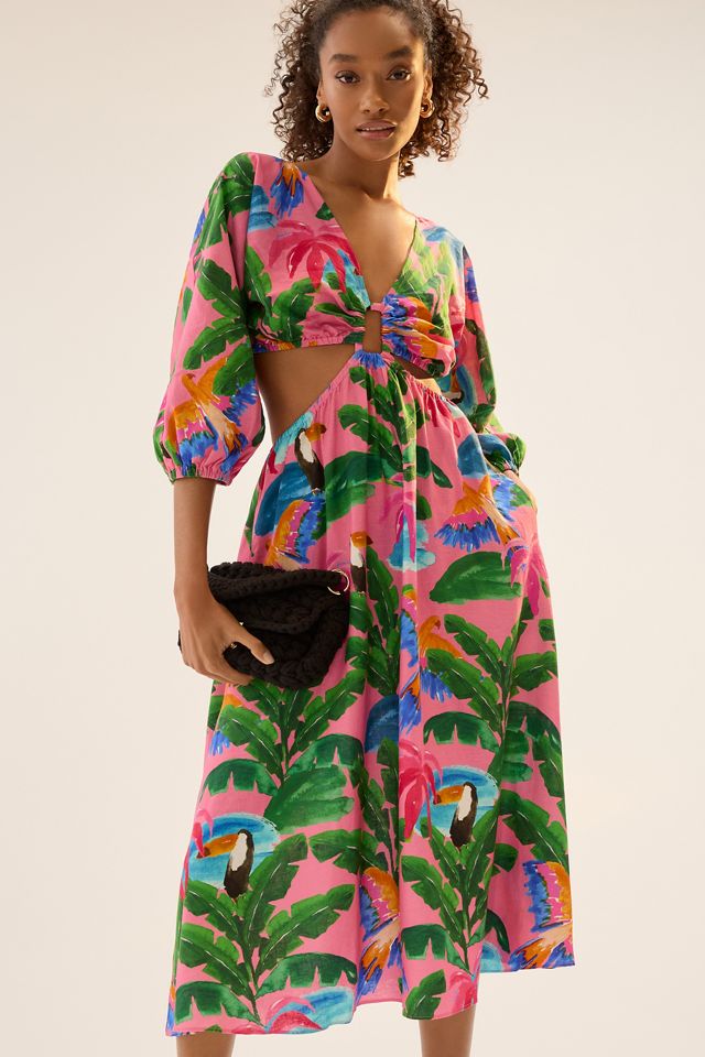 Farm Rio x Anthropologie Printed V-Neck Cutout Dress #3