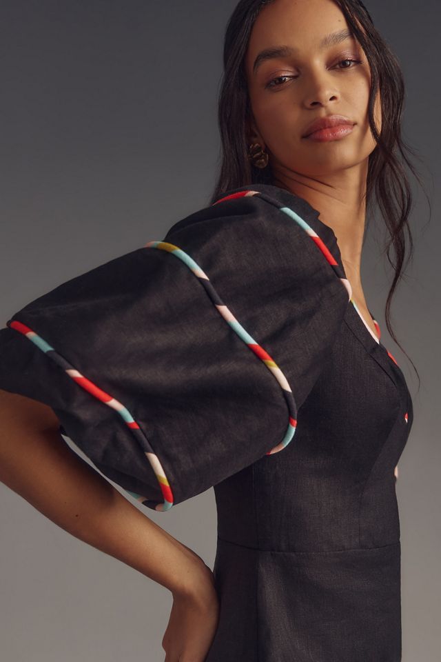 Farm Rio Colored Stripes Short-Sleeve Mini Dress | Anthropologie