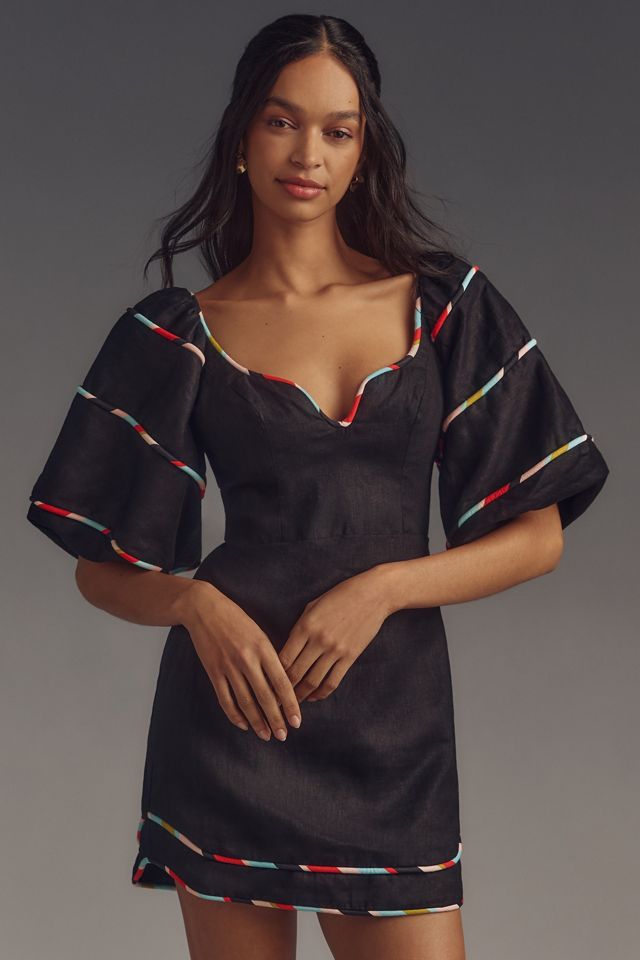 Farm Rio Colored Stripes Short-Sleeve Mini Dress | Anthropologie