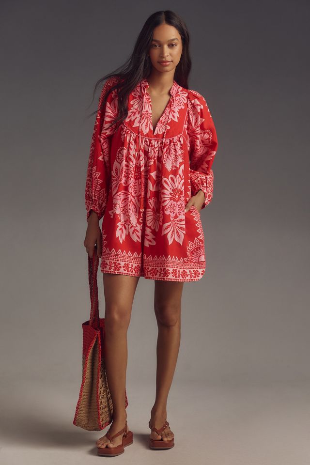 Farm Rio Flora Tapestry Long-Sleeve Mini Dress #3