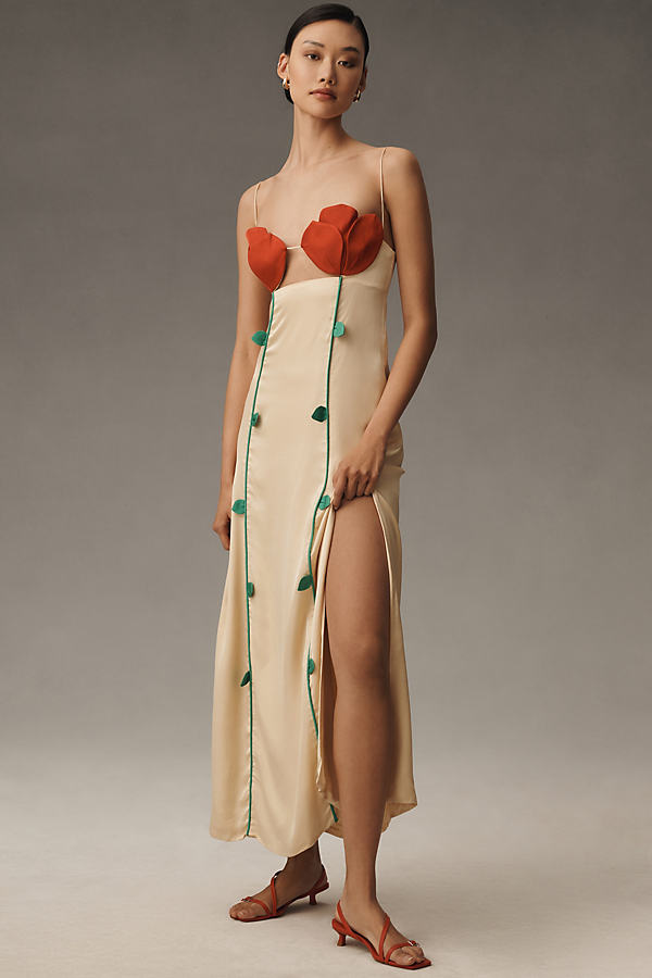 Farm Rio Rose-shaped Bodice Sleeveless Maxi Dress In Multicolor