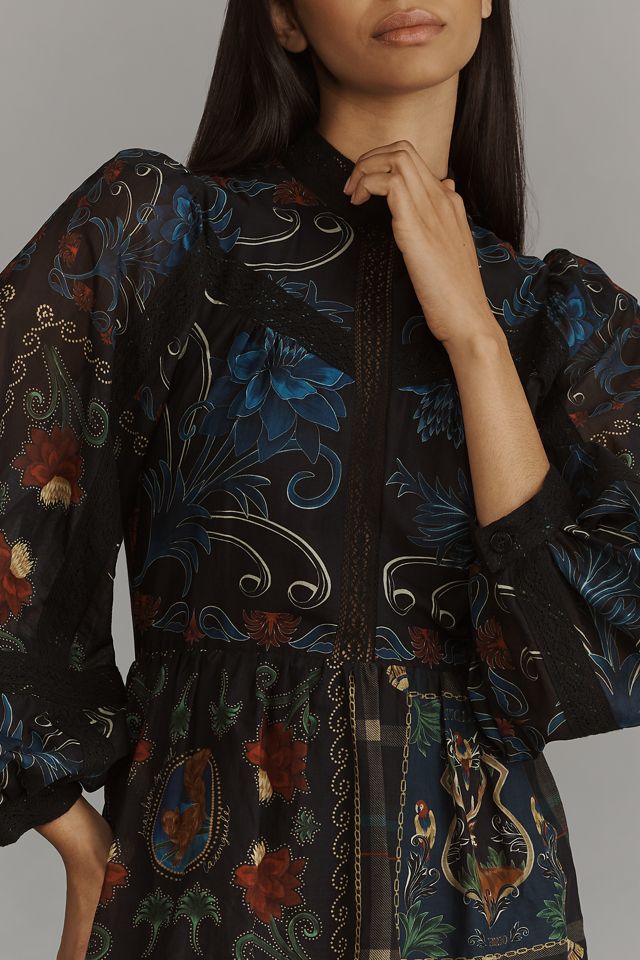 Farm Rio Long-Sleeve Mock-Neck A-Line Maxi Dress #2