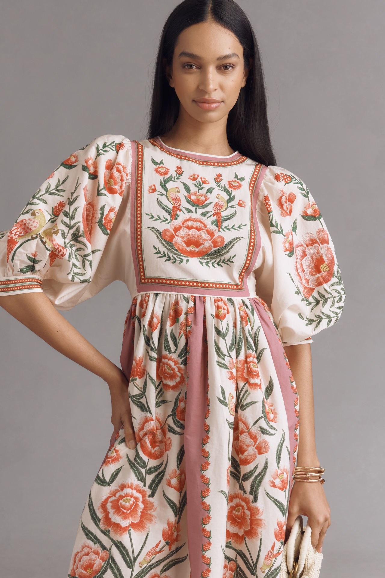 Farm Rio Puff-Sleeve Printed Dress