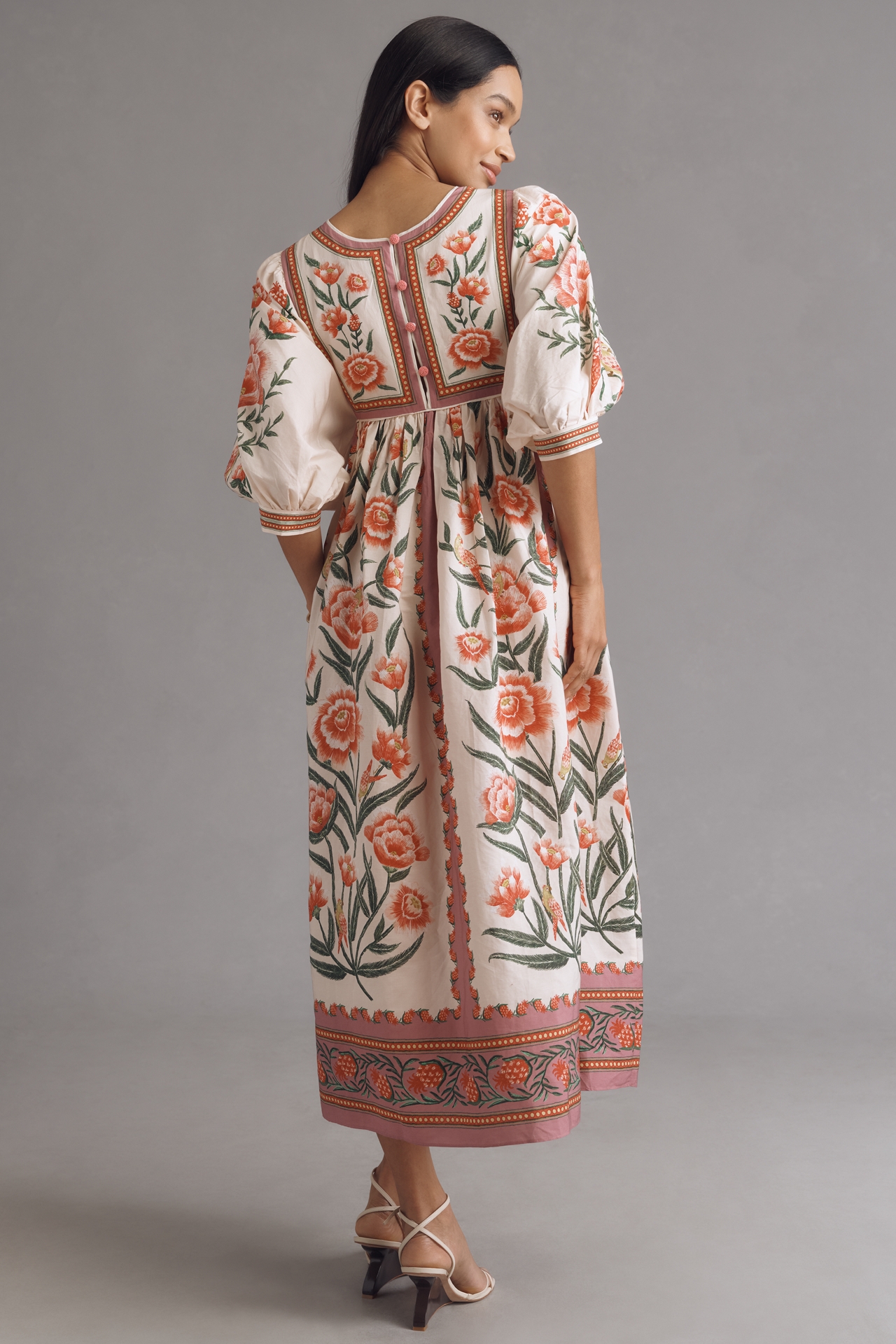 Farm Rio Puff-Sleeve Printed Dress