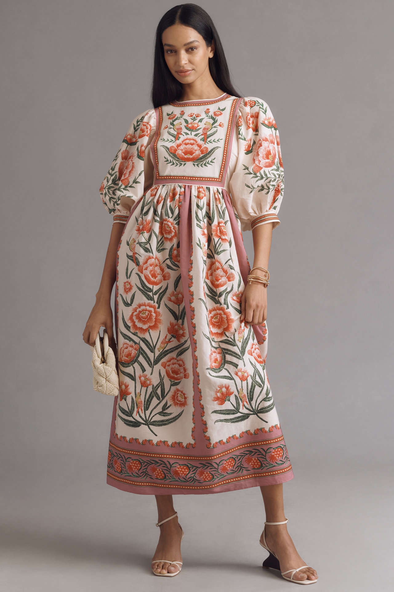 Farm Rio Puff-Sleeve Printed Dress