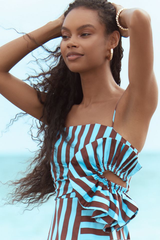 Farm Rio Square-Neck Asymmetrical Cutout Tiered Midi Dress #3