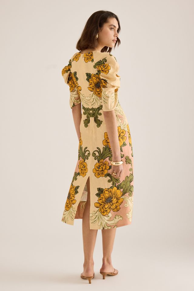 Farm Rio Delicate Flower Linen Midi Dress #1