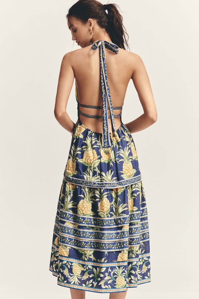 Farm Rio A-Line Sleeveless Halter Midi Dress #5