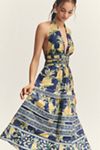 Farm Rio A-Line Sleeveless Halter Midi Dress