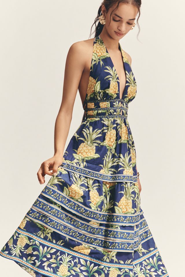 Farm Rio A-Line Sleeveless Halter Midi Dress #3