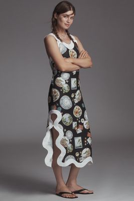 Robe midi ajustée sans manches en lin à garniture festonnée Farm Rio