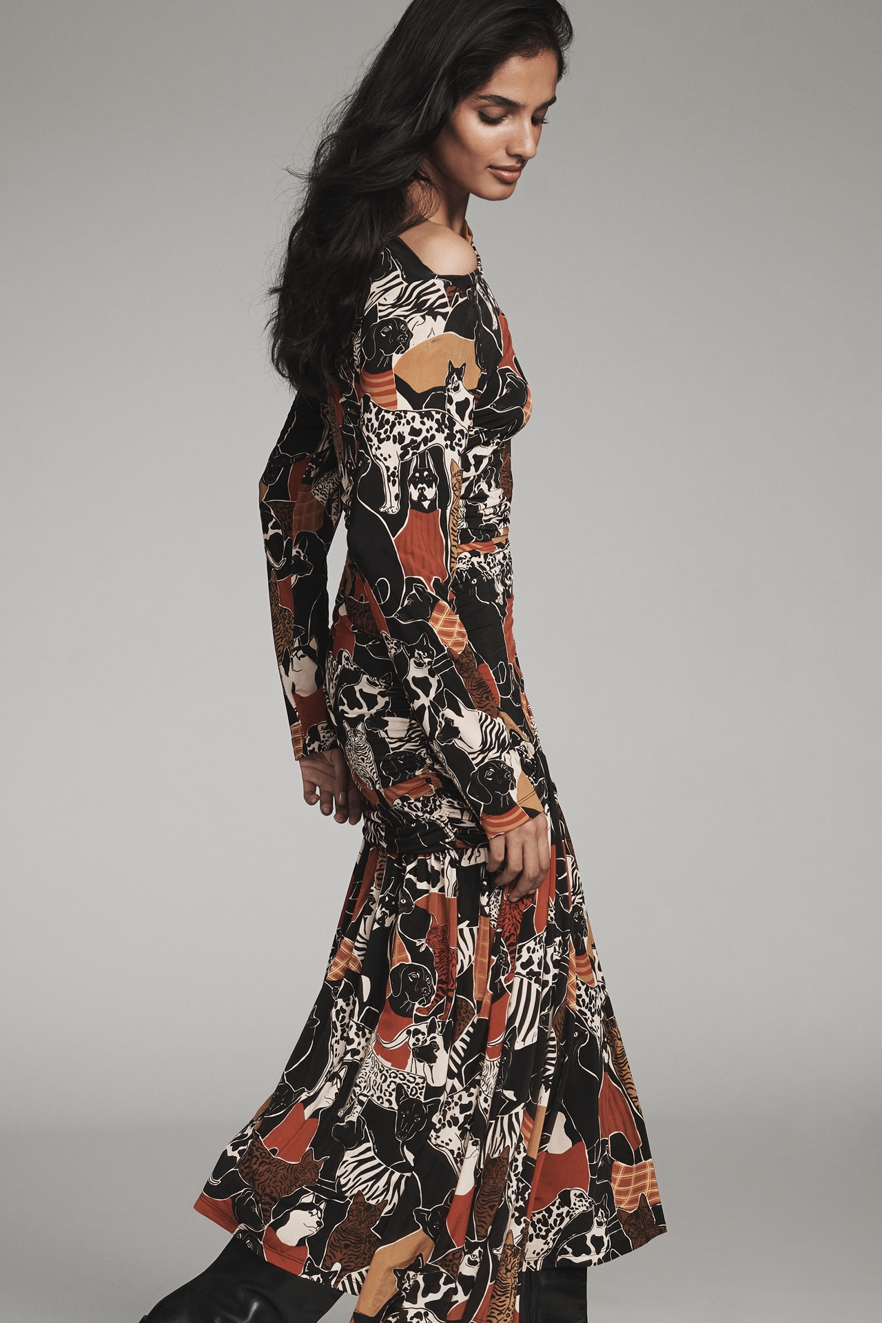 Farm Rio Printed Drop-Waist Midi Dress