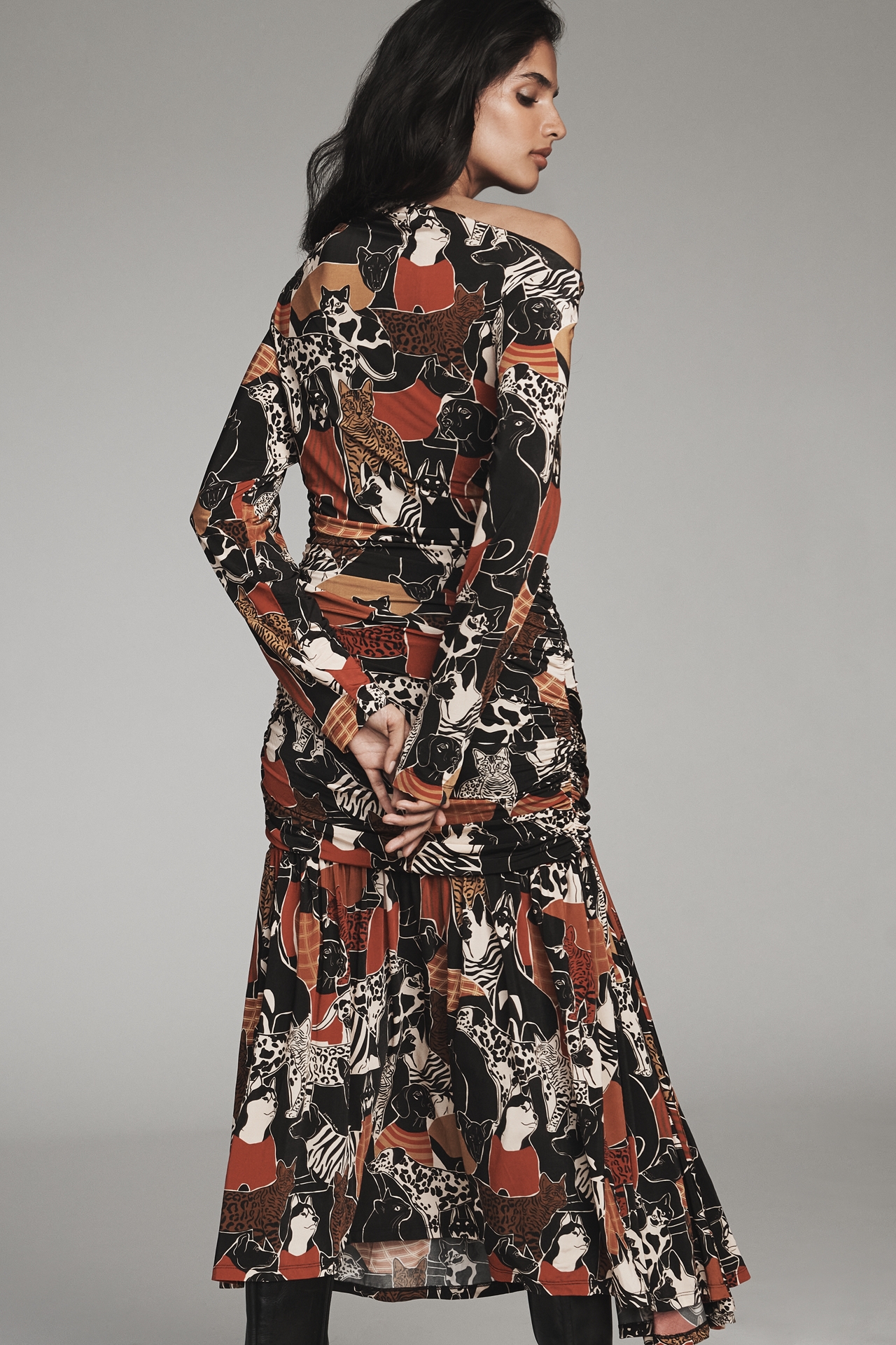 Farm Rio Printed Drop-Waist Midi Dress