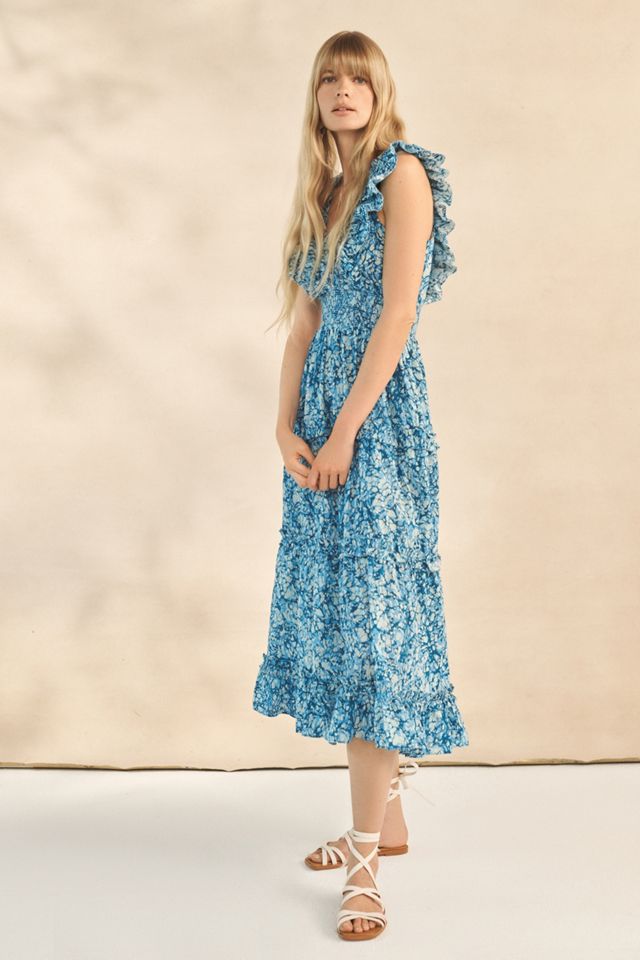 anthropologie ruffled maxi dress BHLDN Charlotte Chiffon Ruffle Maxi Dress
