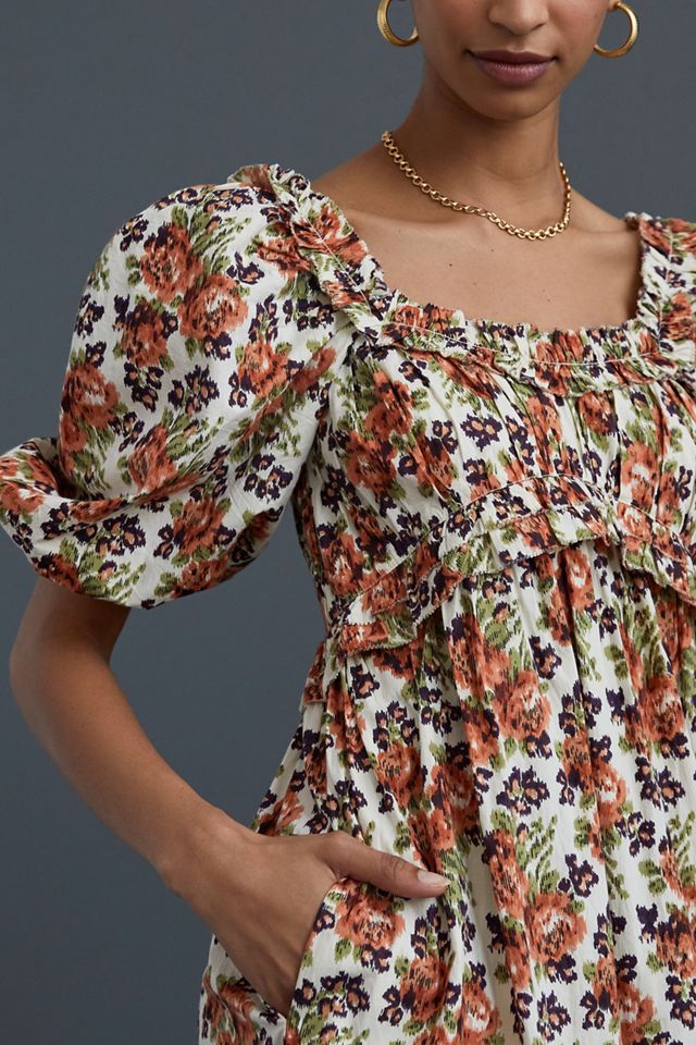 Floral Puff-Sleeved Maxi Dress #1