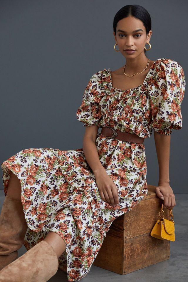 Floral Puff-Sleeved Maxi Dress #2