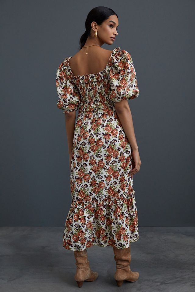 Floral Puff-Sleeved Maxi Dress #3