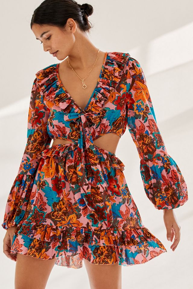 Floral Cut-Out Mini Dress #1