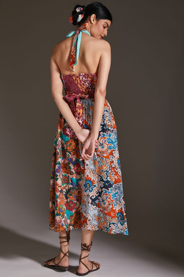 Printed Patchwork Halter Maxi Dress | Anthropologie