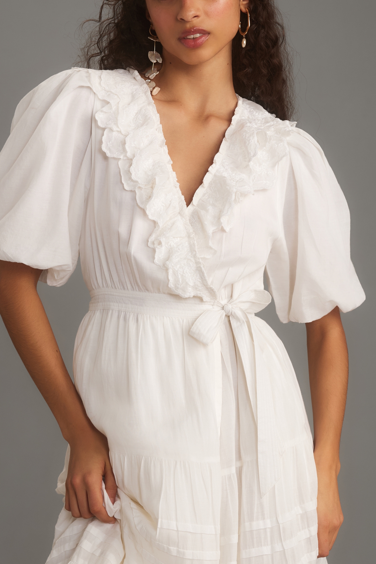 Love The Label Short-Sleeve Ruffled Tiered Wrap Maxi Dress